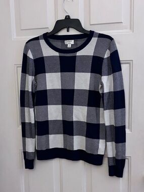 J. Crew Black and White Buffalo Check Crewneck Sweater